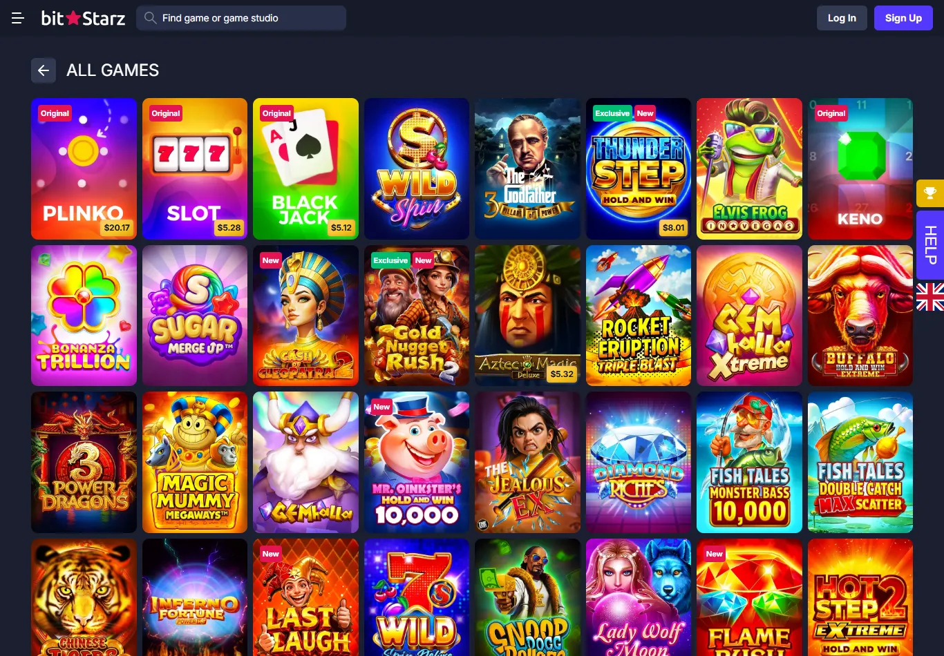 Spillobbyen hos BitStarz med Originals og spilleautomater